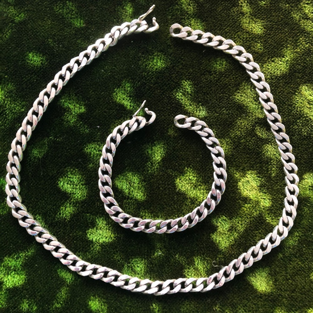 Vintage European Silver necklace and bracelet.